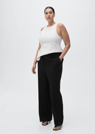 Pantalón Recto Talle Medio con Bolsillos