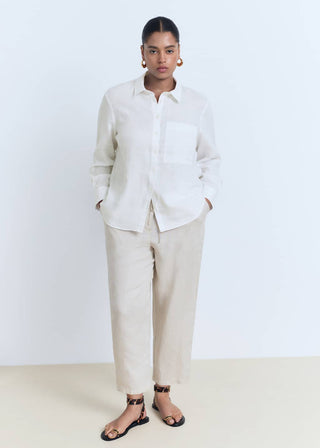 Camisa Manga Larga con Bolsillo de Lino