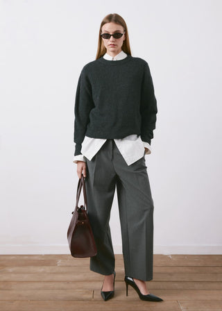 Pleated Mid-Rise Trousers with Pockets