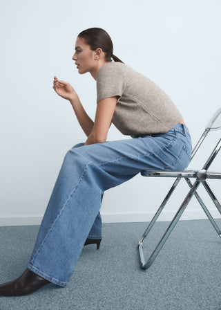 Jeans Wide Leg Talle Alto con Bolsillos