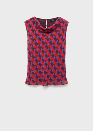 Blusa Estampada con Cuello Drapeado