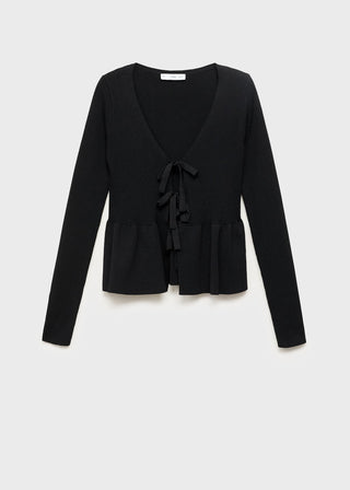 Cárdigan de Punto con Detalle Lazos