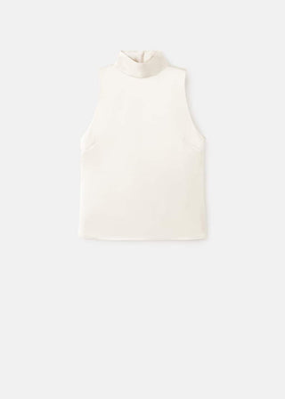 Blusa Satinada con Cuello Alto