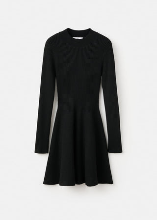 Vestido Manga Larga con Detalle Canalé