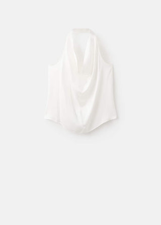 Blusa de Satén con Cuello Drapeado