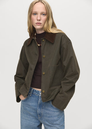 Chaqueta Denim con Cuello de Pana