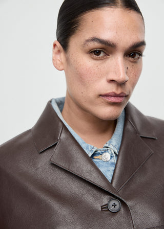 Chaqueta Efecto Piel con Bolsillos