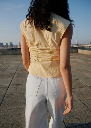 Blusa con Detalles Fruncidos de Algodón
