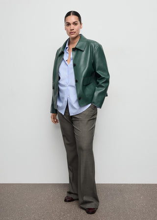 Pantalón Recto Talle Medio con Bolsillos