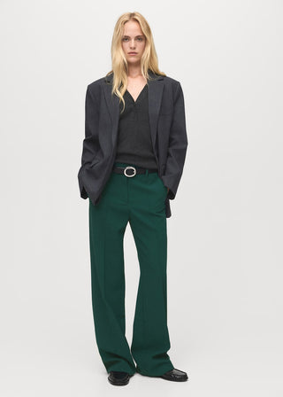 Pantalón Recto Talle Medio con Bolsillos