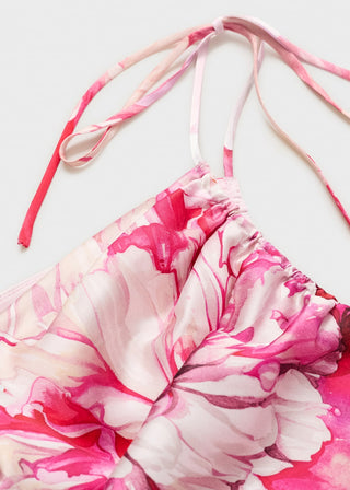 Vestido Satinado con Estampado Floral