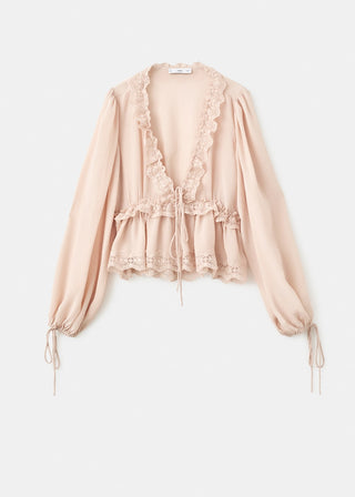 Blusa Manga Larga con Escote Pico