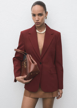 Blazer Recta con Solapa y Bolsillos