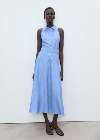 Vestido Camisero con Estampado Rayas