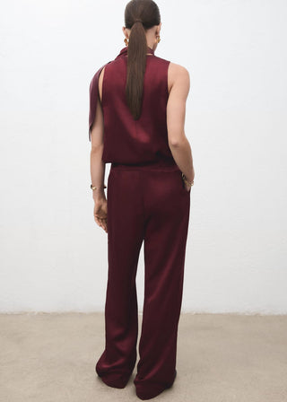 Pantalón Ancho Talle Medio de Satén