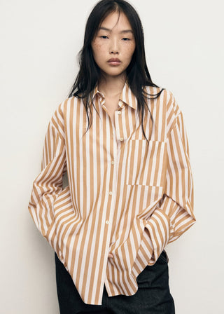 Camisa Oversize con Estampado Rayas