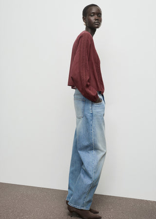 Blusa Manga Abullonada con Bordado