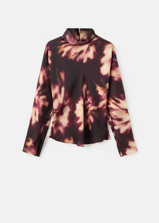 Blusa Cuello Alto con Efecto Tie-Dye
