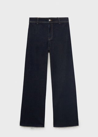 Jeans Culotte Talle Alto con Bolsillos