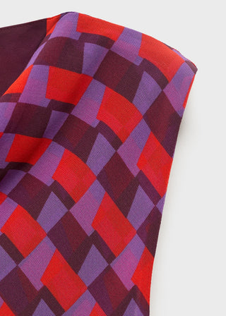 Blusa Estampada con Cuello Drapeado