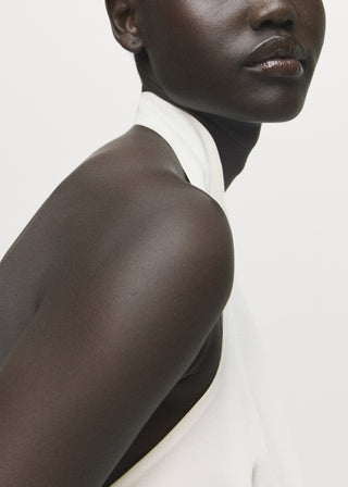 Blusa de Satén con Cuello Drapeado