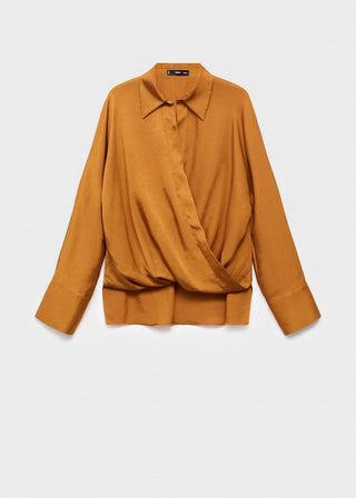 Camisa Cruzada con Tejido Satinado