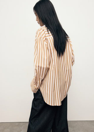 Camisa Oversize con Estampado Rayas