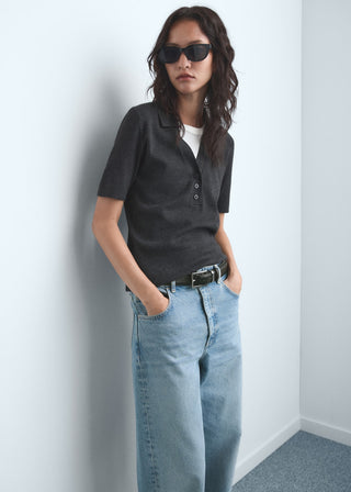 Jeans Barrel Talle Medio con Bolsillos