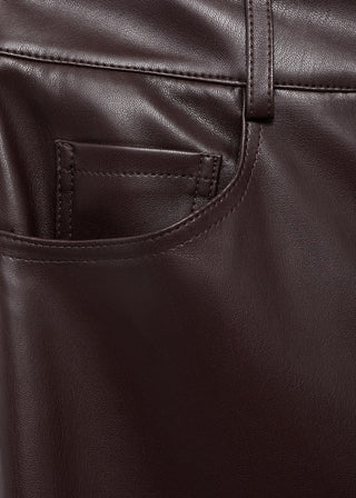 Pantalón Recto Talle Medio Efecto Piel