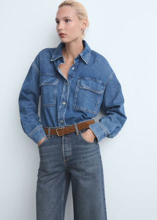 Jeans Wide Leg Talle Alto con Bolsillos