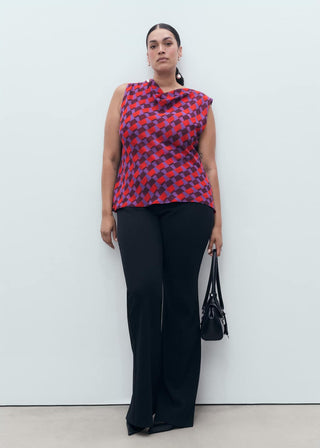 Blusa Estampada con Cuello Drapeado