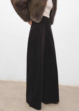 Jeans Wide Leg de Pana con Bolsillos