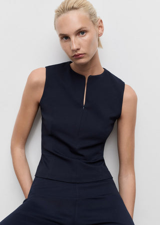 Blusa Entallada con Detalle Cremallera