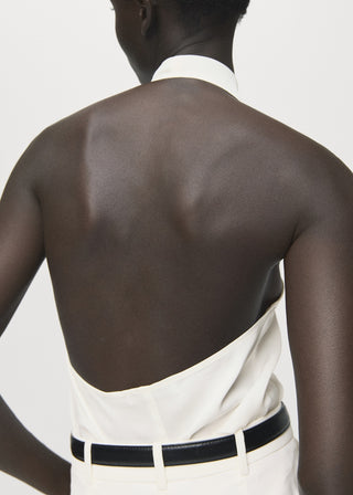 Blusa de Satén con Cuello Drapeado