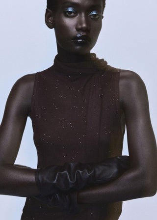 Blusa Efecto Fular con Brillos