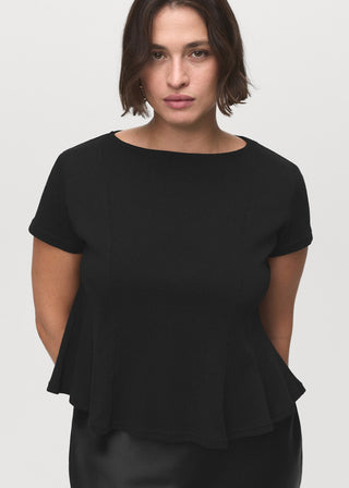 Camiseta Corte Peplum de Algodón