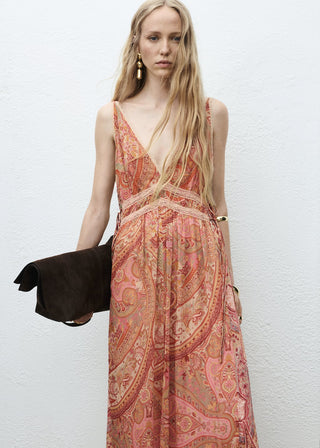 Vestido Largo con Estampado Paisley