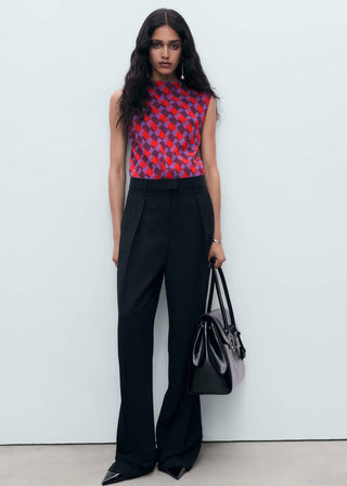 Blusa Estampada con Cuello Drapeado