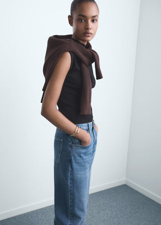 Jeans Balloon Talle Alto con Bolsillos