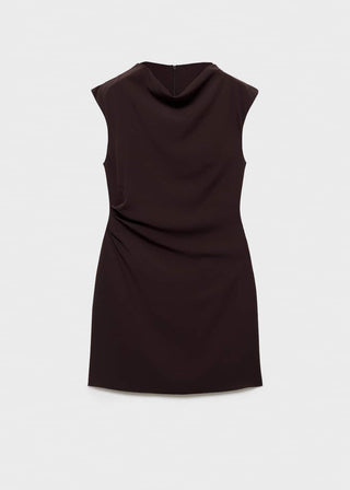 Vestido Drapeado con Cuello Fruncido