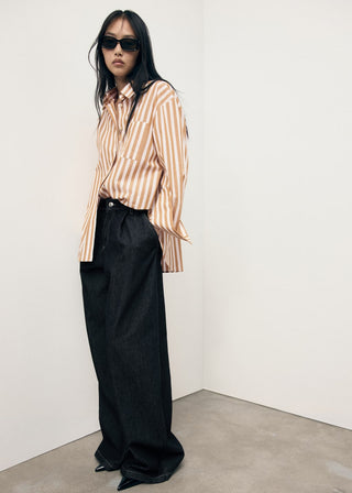 Camisa Oversize con Estampado Rayas
