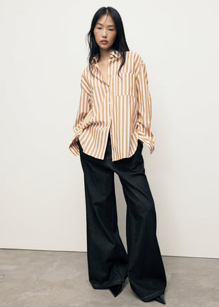 Camisa Oversize con Estampado Rayas