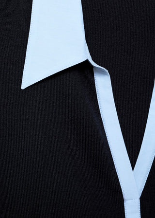 Sudadera Combinada con Cuello Camisero