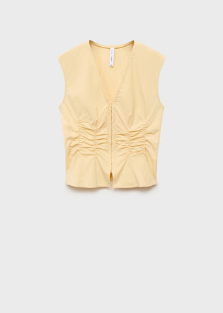 Blusa con Detalles Fruncidos de Algodón