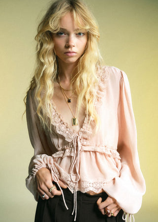 Blusa Manga Larga con Escote Pico