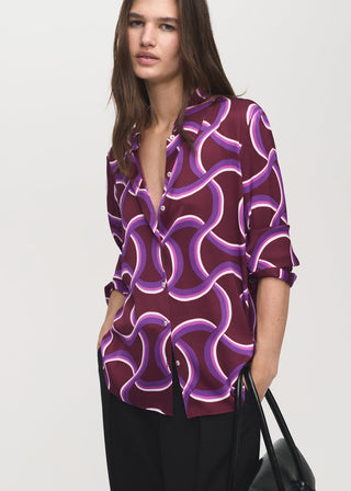 Camisa Manga Larga con Estampado Abstracto