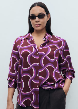 Camisa Manga Larga con Estampado Abstracto