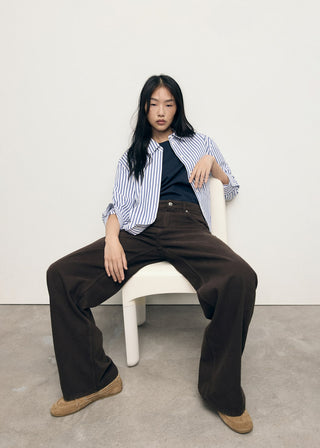 Camisa Crop con Estampado Rayas