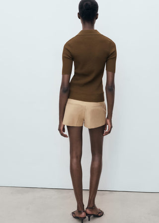 Cárdigan Manga Corta con Cuello Camisero