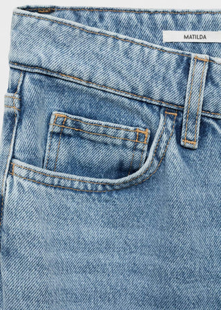 Jeans Rectos Talle Medio con Bolsillos